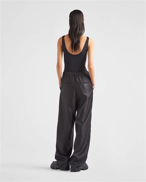 prada feather nylon pants|prada nylon off shoulder top.